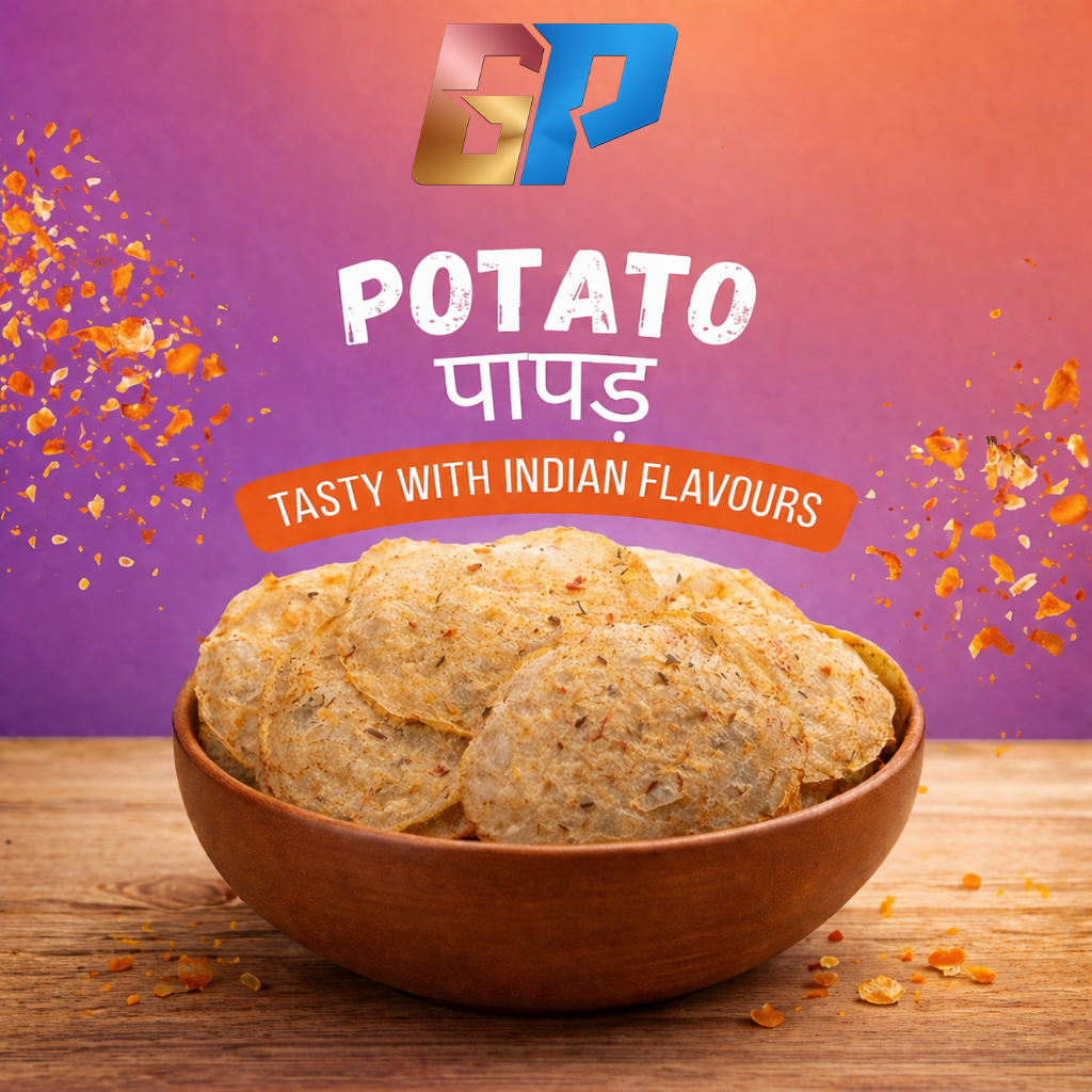 Crispy Spicy Aloo Papad 500gm – Tasty Indian Potato Papad | Ready-to-Fry Crunchy Snack | Homemade Style Papad
